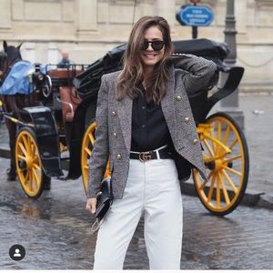 ZARA Double Breasted Houndstooth Blazer